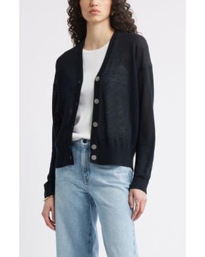 Nordstrom Linen Blend Cardigan - Black