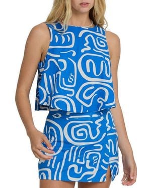 Billabong So Breezy Sleeveless Cotton & Linen Top - Blue