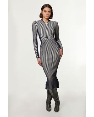Karen Millen Petite Fitted Long Sleeve Midi Dress - Gray