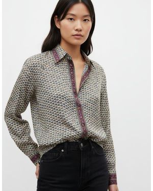 Monzlapur Embossed Botanical Long Sleeve Crepe Shirt - Gray