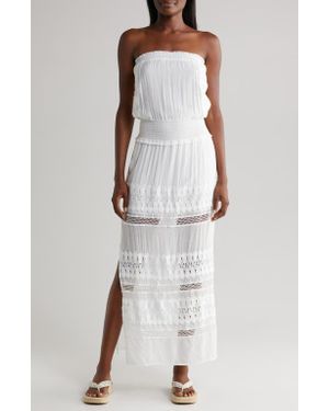 Elan Lace Strapless Cover-Up Maxi Dress - White