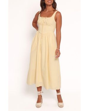 Petal & Pup Kinslee Corset Cotton Blend Midi Dress - Natural