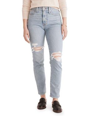 Madewell The Perfect High Waist Ripped Jeans - Blue