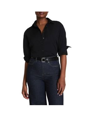 Spanx Relaxed Fit Poplin Button-Up Shirt - Black