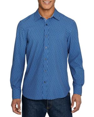 Con.struct Slim Fit Pinwheel Floral Performance Long Sleeve Shirt - Blue