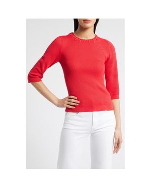 Wit & Wisdom Elbow Sleeve Rib Sweater - Red