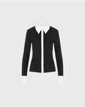 Anne Fontaine Shirt Nuage Cotton Long Sleeve Shirt With Classic Collar And Front Buttons - Black