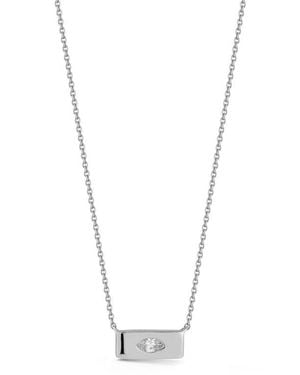 Dana Rebecca Alexa Jordyn Marquise Diamond Bar Pendant Necklace - White