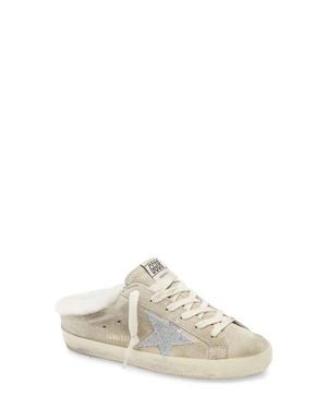 Golden Goose Super-Star Sabot Genuine Shearling Lined Mule Sneaker - White