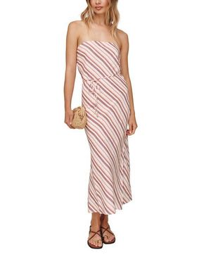 Bella Dahl Stripe Strapless Linen Blend Maxi Dress - Pink