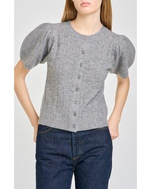 Wayf Bridget Puff Sleeve Cardigan - Gray