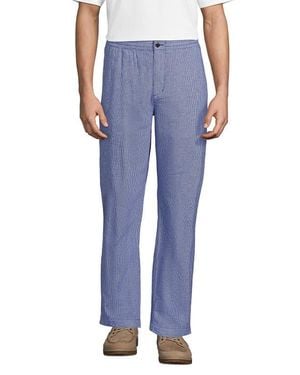 Lands' End Linen Cotton E-Waist Pant - Blue