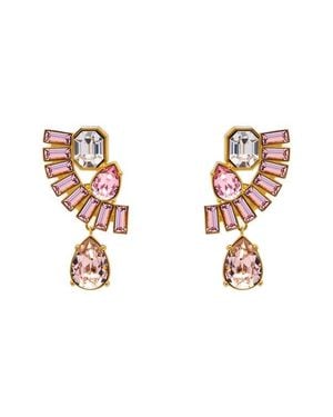 Oscar de la Renta Rhinestone Fan Earrings - Multicolor