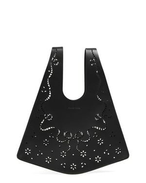 Simone Rocha Mini Lasercut Leather Shopper - Black