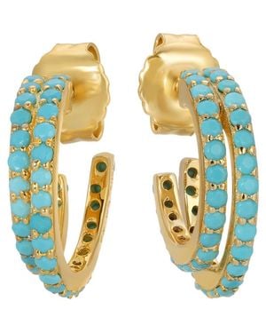 Native Gem Evil Twin Double Huggie Hoop Earrings - Blue