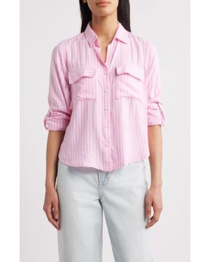 Beach Lunch Lounge Fallon Crop Button-Up Shirt - Red