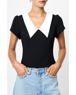French Connection Azra Oversize Collar Top - Black