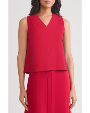 Misook Pima Cotton V-Neck Tank - Red