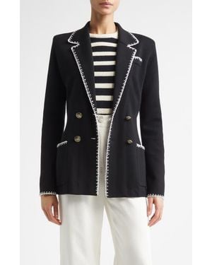 St. John Signature Wool Blend Double Face Knit Jacket - Black