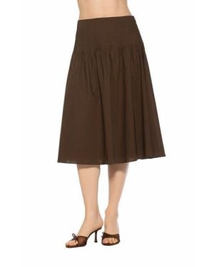 Alexia Admor Esme Pintuck Waist Full Poplin Skirt - Brown