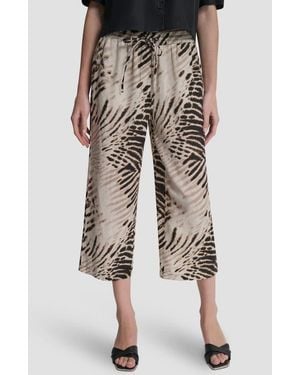 DKNY Printed Linen Drawstring Pants - Multicolor