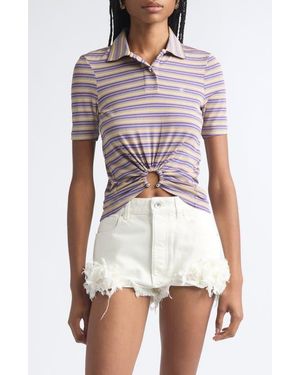 Rabanne Pierced Stripe Polo - Pink