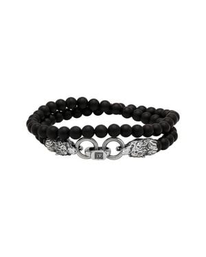 John Varvatos Wolf Beaded Onyx Wrap Bracelet - Black