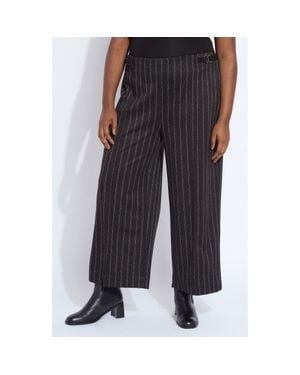 Lyssé Isabel Pinstripe Pull-On Ankle Wide Leg Ponte Pants - Black