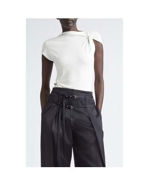 GRACE LING Relic Charms Jersey Mock Neck Top - White