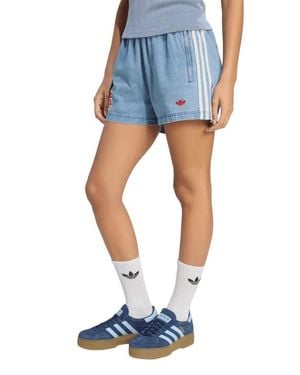 adidas Striped Denim Shorts - Blue