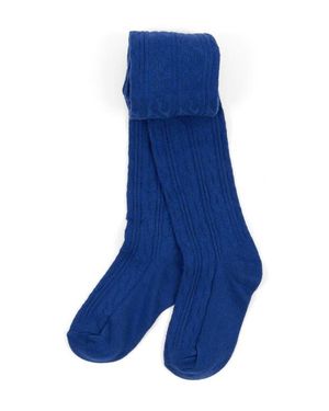 Leveret Girls Cable Knit Tights, Cotton Blend - Blue