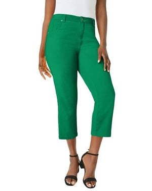 Jessica London Classic Cotton Denim Capri - Green
