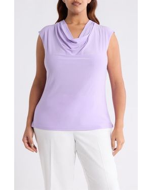 Kasper Cowl Neck Cap Sleeve Top - Purple