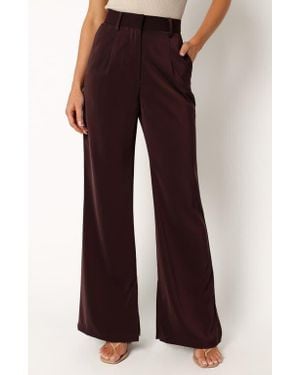 Petal & Pup Neveah Wide Leg Satin Pants - Red