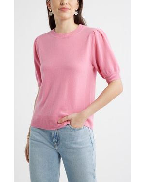 Caslon Puff Sleeve Wool & Cashmere Sweater - Red