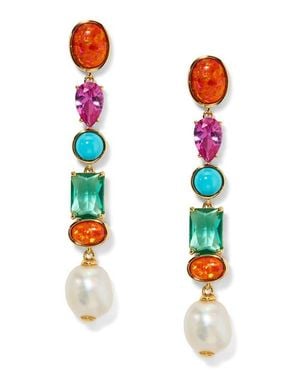 Nadri Frieda Cubic Zirconia & Freshwater Pearl Linear Drop Earrings - White