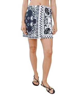 Bella Dahl Bandana Print Side Tie Wrap Miniskirt - Blue