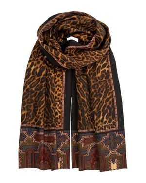 Ralph Lauren Leopard & Paisley Print Wool Scarf - Brown