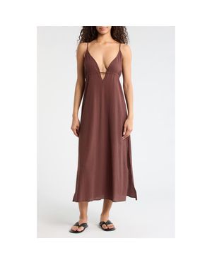 Sanctuary Crinkle Gauze Cover-Up Midi Dress - Purple