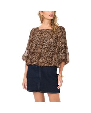 Vince Camuto Square Neck Bubble Top - Brown