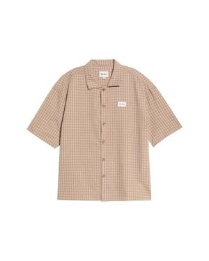 Rhythm Frequency Check Short Sleeve Cotton Seersucker Button-Up Shirt - Natural