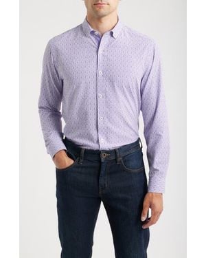 Johnston & Murphy Xc+ Football Print Performance Button-Down Shirt - Purple