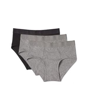 Memoi Assorted 3-Pack Cool Stretch Cotton Briefs - Gray