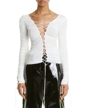 Interior The Kit Sheer Lace-Up Top - White