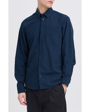 Casual Friday Regular Fit Cotton Button-Up Shirt - Blue