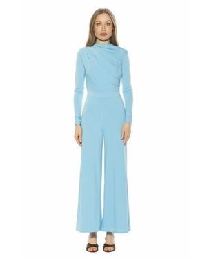 Alexia Admor Yael Long Sleeve Ruched Top Jumpsuit - Blue