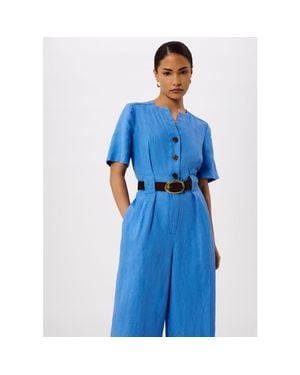 Whistles Fiona Linen Jumpsuit - Blue