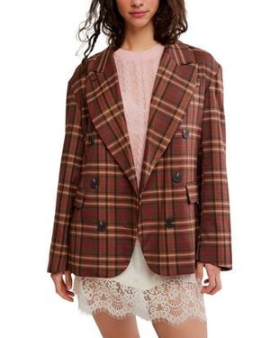 Free People Dean Double Breasted Blazer - Brown