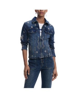 Desigual Zip Denim Trucker Jacket - Blue