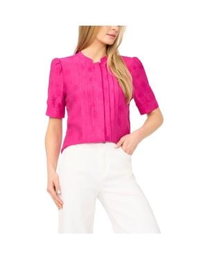 Halogen® Pintuck Pleat Button-Up Top - Pink